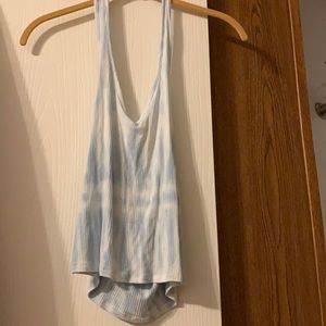 Blue & White Tie Dye Halter Top.